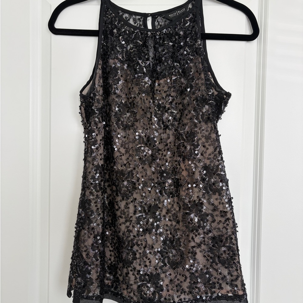 White House Black Market Black Sequin Blouse